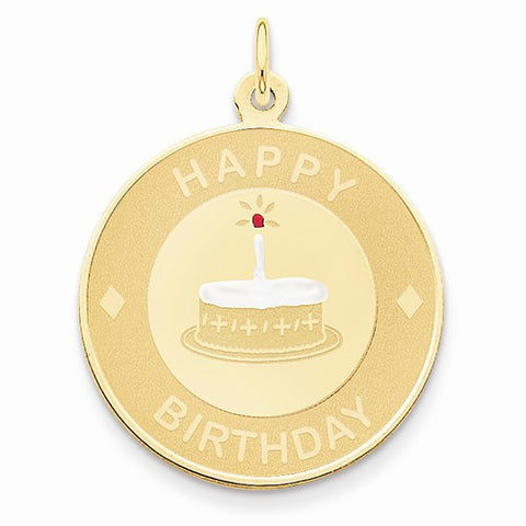 14k Gold Birthday Cake Disc Pendant, Pendants for Necklace