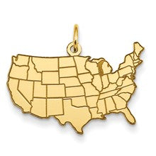 14k Gold United States Map Charm hide-image