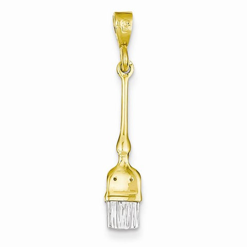 14k Gold & Rhodium 3-D Paint Brush Pendant, Classy Pendants for Necklace