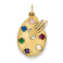 14k Gold CZ Stones Artist Palette Charm hide-image