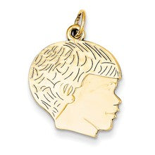 14k Gold Solid Polished Boys Head Charm hide-image