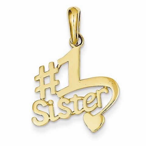 14k Gold #1 Sister pendant, Adorable Pendants for Necklace