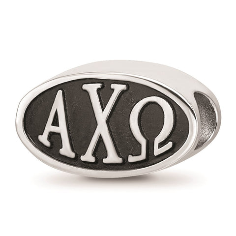 Sterling Silver LogoArt 15.25Mm Alpha Chi Omega Oval Letters Bead