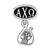 Alpha Chi Omega Oval With Lyre Charm Dangle Bead in Sterling Silver