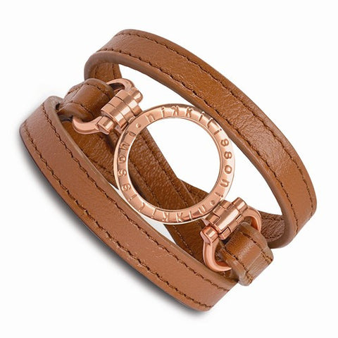 Brown Leather Small Coin Holder Wrap Bracelet