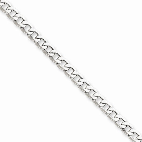 14K White Gold Semi-Solid Curb Link Chain Bracelet