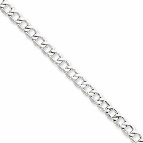 14K White Gold Semi-Solid Curb Link Chain Bracelet