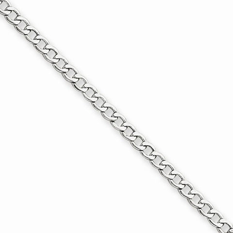 14K White Gold Semi-Solid Curb Link Chain Bracelet