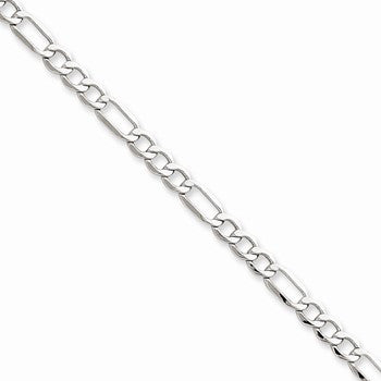 14K White Gold Semi-Solid Figaro Chain