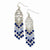 Silver-tone Light Dark Blue Glass Beads Dangle Earrings