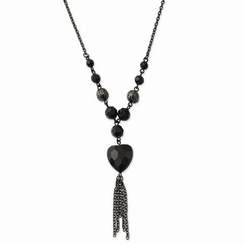 Black-plated Black Acrylic Beads Necklace