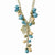 Gold-tone Teal Green and Cream Acrylic Beads Necklace