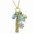 Gold-tone Teal and Cream Acrylic Beads w/ Charm