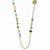 Gold-tone Teal Green and Cream Acrylic Beads Necklace