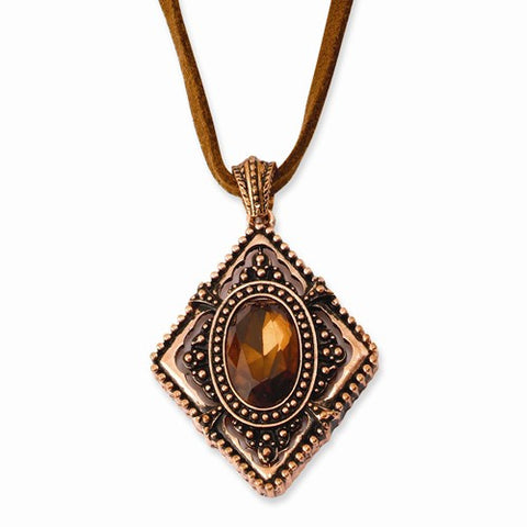 Copper-tone Brown Acrylic Stone Necklace