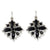 Silver-tone Black Crystal Flower Leverback Earrings