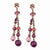 Rose-tone Pink Purple Acrylic Beads Post Dangle Earrings