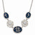 Silver-tone Blue Crystal & Enamel Flower Necklace