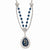 Silver-tone Blue Glass Bead Crystal & Enamel Necklace