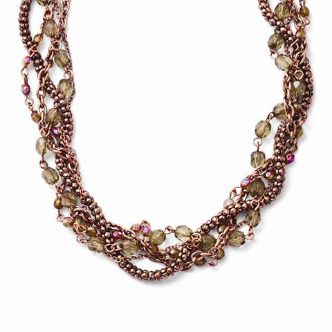 Copper-tone Multicolor Acrylic Beads Necklace