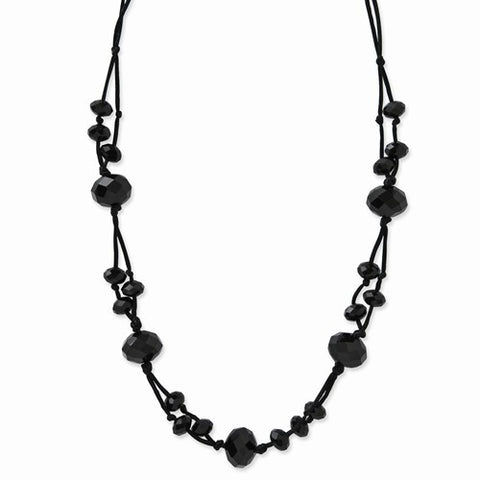 Black-plated Black Acrylic Beads Necklace