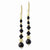 Brass-tone Black Glass Acrylic Beads Leverback Earrings