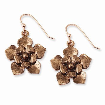 Copper-tone Flower Dangle Earrings