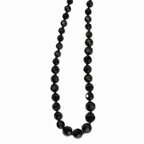 Black-plated Faceted Black Glass Beads Necklace