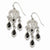 Silver-tone Black Enamel Dangle Earrings