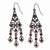 Black-plated Red Crystal Filigree Dangle Earrings