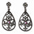 Black-plated Red Crystal Filigree Teardrop Post Dangle Earrings