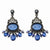 Black-plated Blue Glass Stone Beads Ch&elier Post Earrings