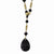 Brass-tone Black Acrylic Stones & Beads Necklace