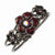 Black-plated Red Crystal with Flowers Bracelet