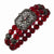 Black-plated Red Acrylic Beads & Aurora Borealis Stretch Bracelet