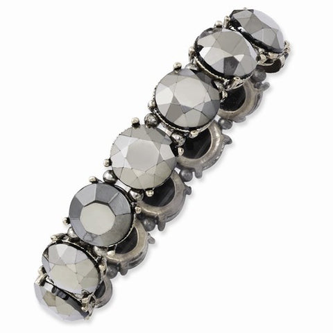 Silver-tone Hematite Epoxy Stones Stretch Bracelet