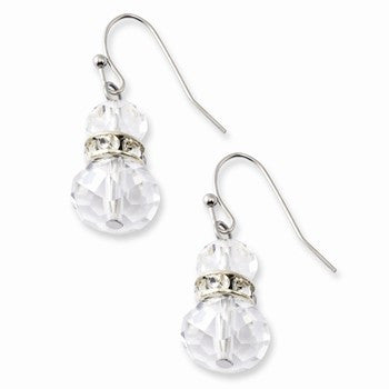 Silver-tone Clear Crystal Dangle Earrings