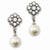 Silver-tone Simulated Pearl Crystals Post Dangle Earrings