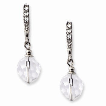 Silver-tone Crystal Leverback Earrings