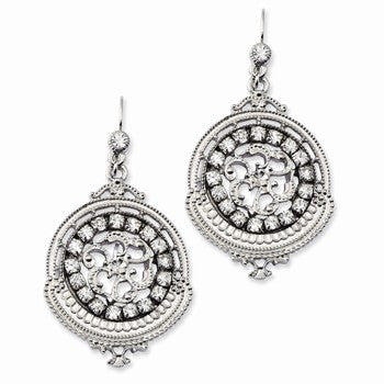 Silver-tone Crystal Dangle Earrings