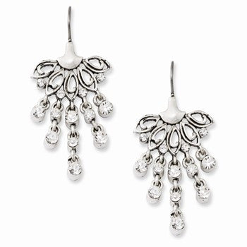 Silver-tone Clear Crystal Ch&elier Earrings