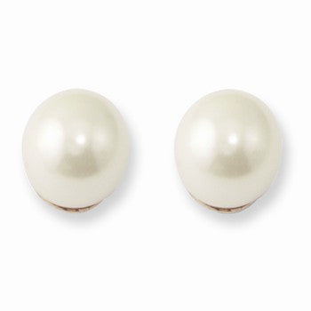 Gold-tone 8mm Simulated Pearl Post Earrings