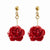 Lacquer Dipped Red Rose Dangle Earrings