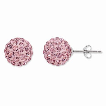 Sterling Silver Light Pink Crystal 10mm Stud Earrings