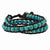 Stainless Steel Dyed Turquoise Leather Cord Multi Wrap Bracelet