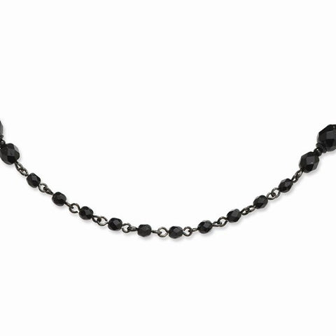 Black-plated Faceted Jet Glass Beads Necklace