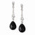 Silver-tone Black Clear Crystal Post Dangle Earrings