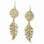 Gold-tone Leaves with Clear Crystals Dangle Earrings