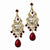 TRU Brass-tone Red Crystal Glass Post Dangle Earrings