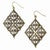 Gold-tone Hematite Crystal Diamond Shaped Dangle Earrings